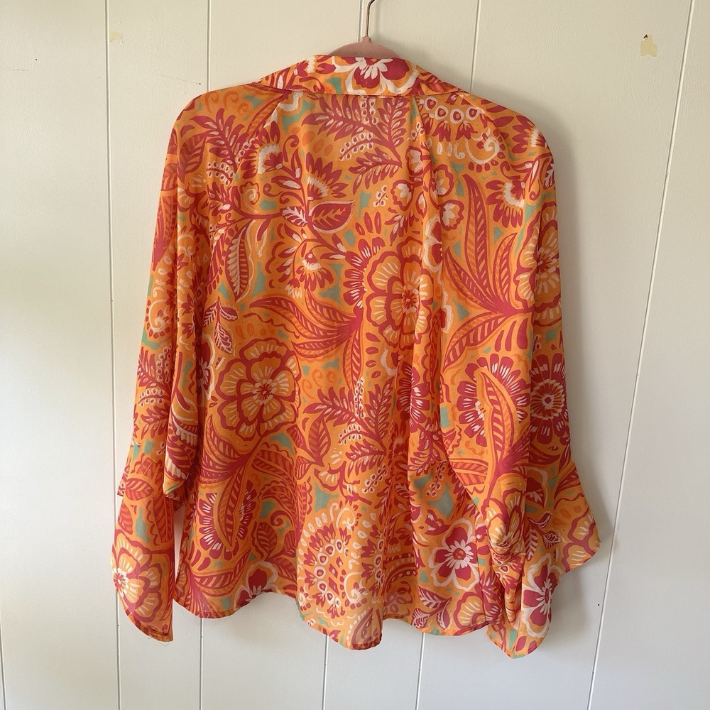 Flying Tomato I'll always Remember You Woven Oversized Top Pink/Orange Floral LG - Picture 8 of 12